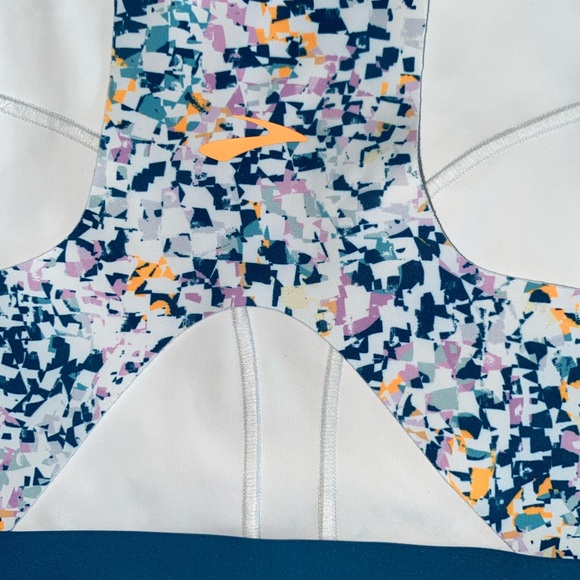 Brooks Teal & Multi-Color High-Neck Sports Bra - Picture 4 of 6